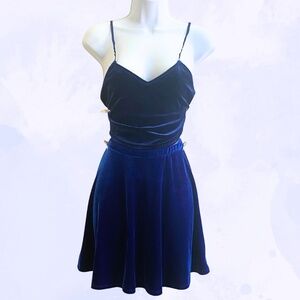 Vibrant Electric Blue Velvet Skirt